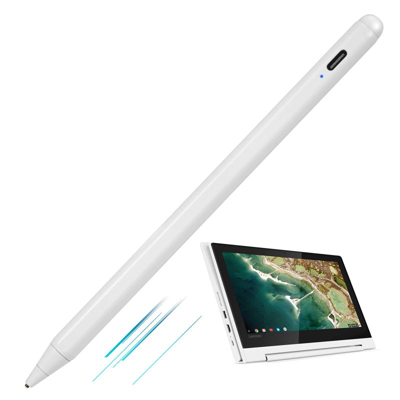 Edivia Active Stylus Pen for Lenovo Duet Convertible 2-in-1 Chromebook 11.6",Type-C Charge High Precision with Fine Tip Universal Stylus Pens Compatible with Lenovo Duet Chromebook,Good for Drawing,White - Image 1